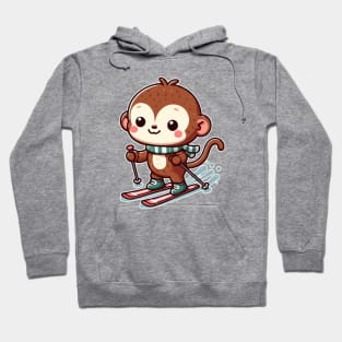 Cute monkey Skiing Hoodie